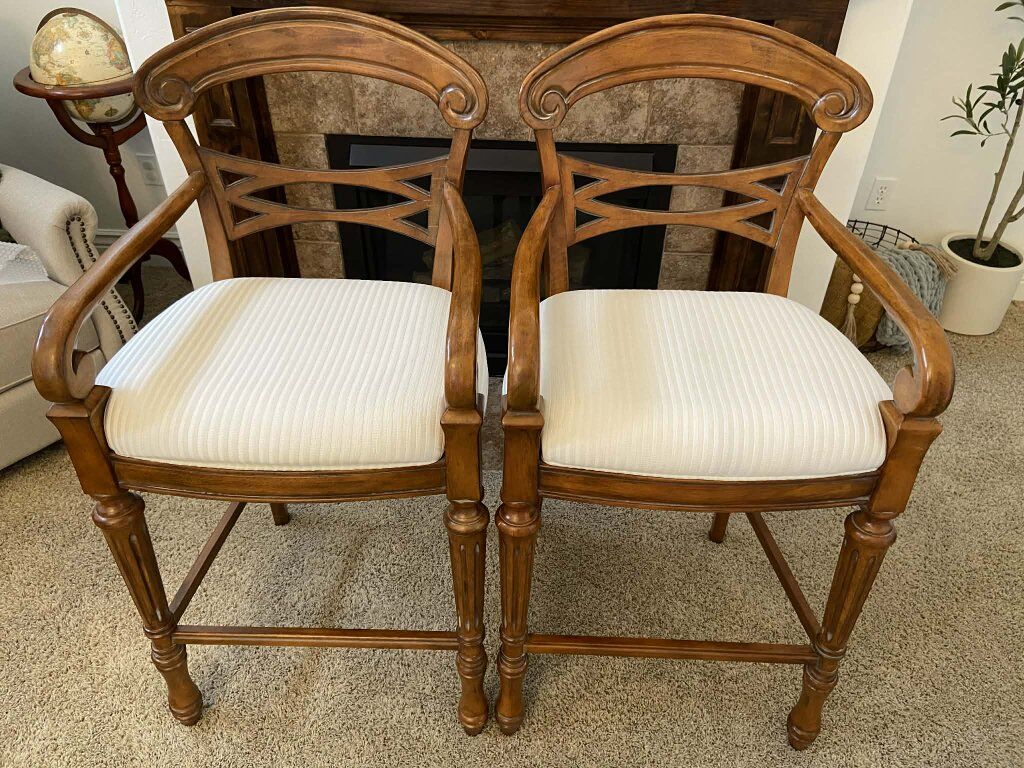 Wood and cloth bar stools/chairs