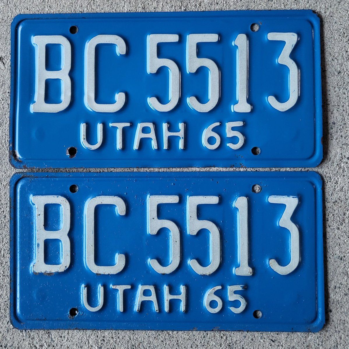 pair of 1965 Utah license plates