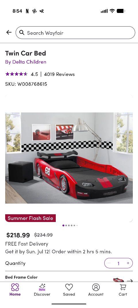 Race car twin bed frame