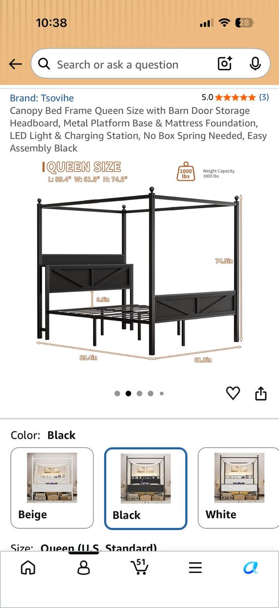 Queen bed frame