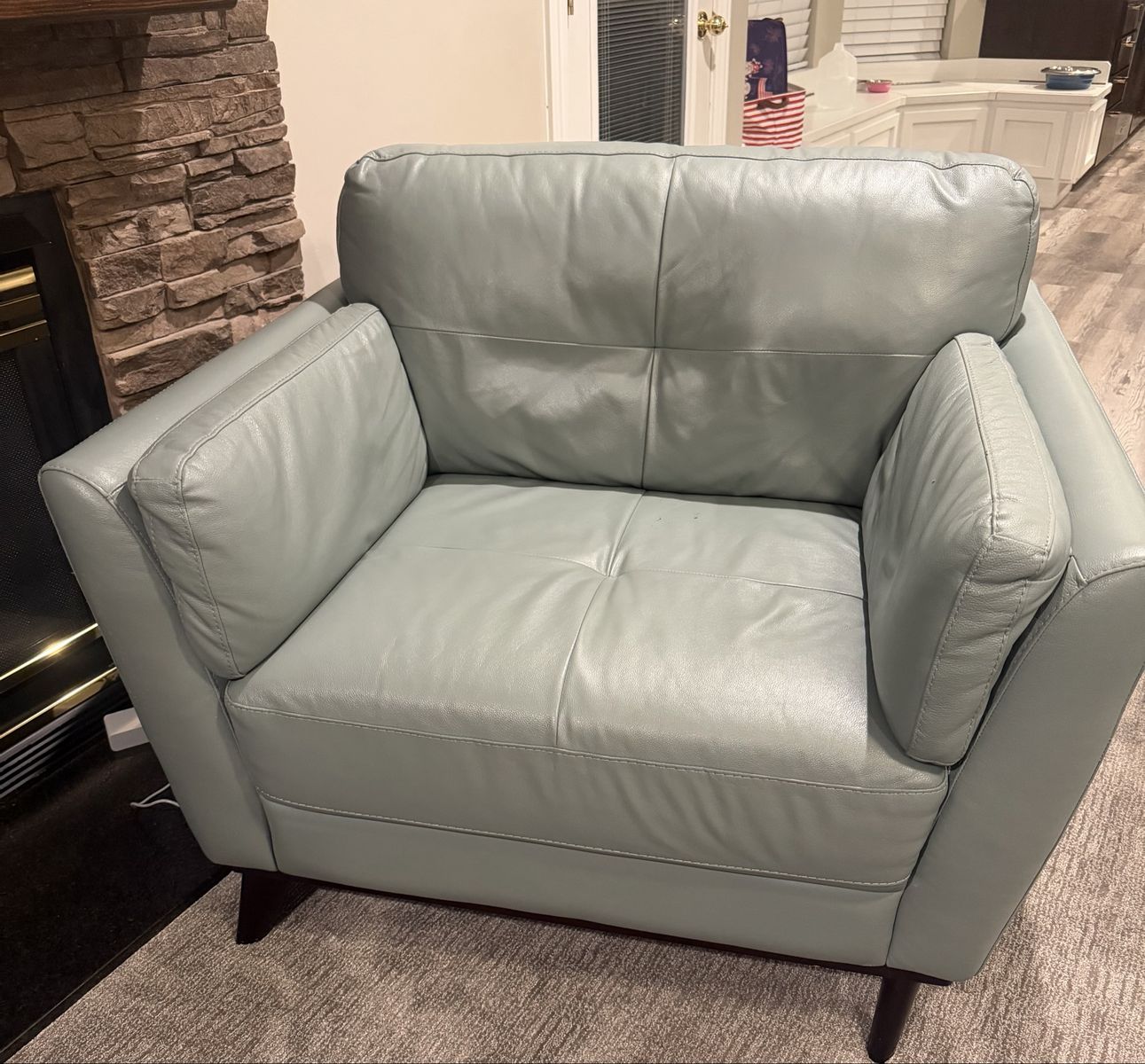 Green leather chair