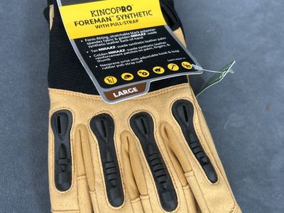 KincoPro Foreman Synthetic Work Gloves with Pull-Strap - Size Large (2035)