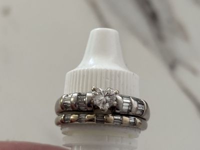 Heart-Cut Diamond Engagement Ring with Matching Baguette Wedding Band Set