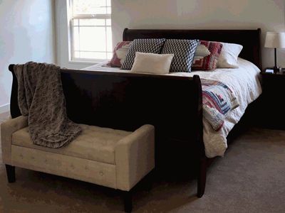 King Size Sleigh Bed Frame - Dark Wood Finish - Headboard, Footboard, Rails