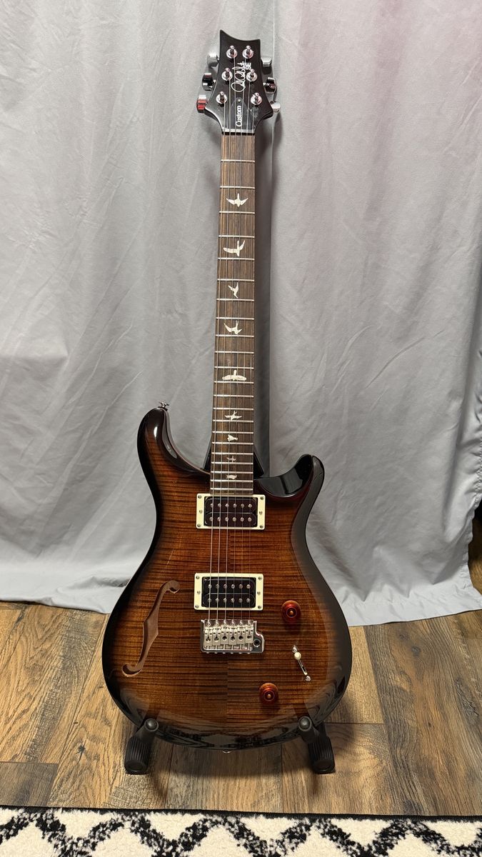 PRS SE Custom 22 Semi-Hollow Electric Guitar Tobacco Sunburst with Gig Bag