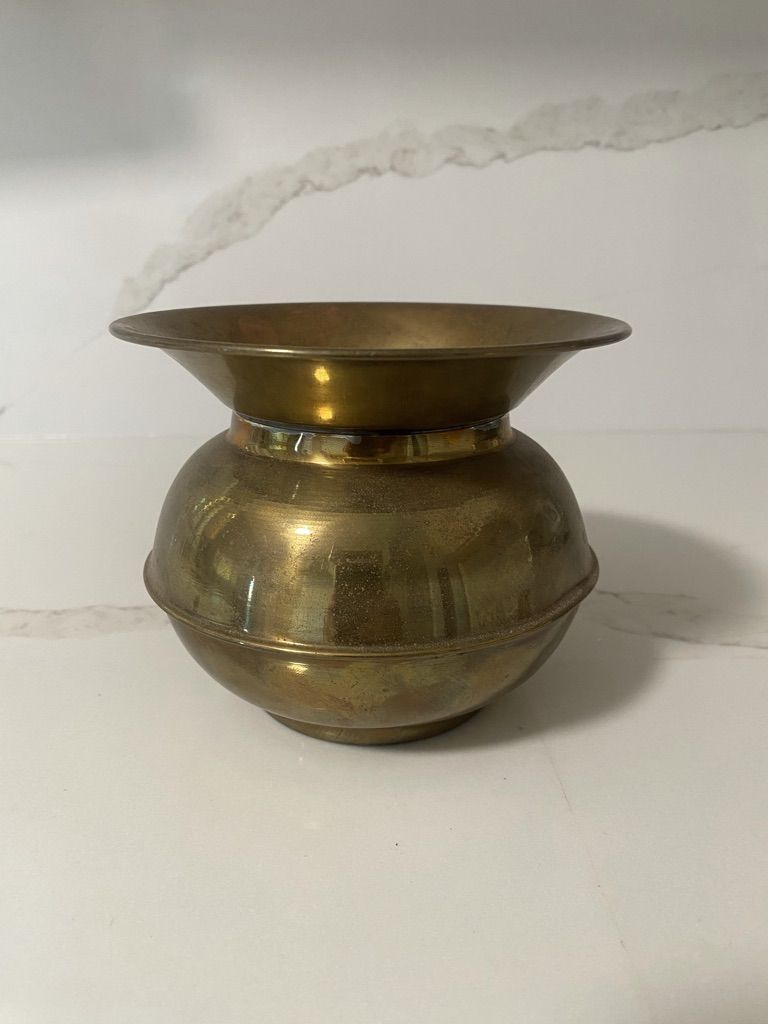 Vintage Brass Small Spittoon - Gold Tone Home Decor