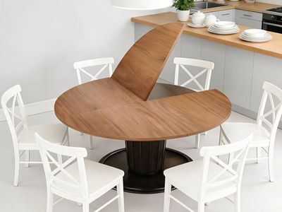 Round Folding Table Top Extender 48/55/59/63/71/79" Solid Wood Table Extension For Dining Table Extender Top Fold Wooden Tableto