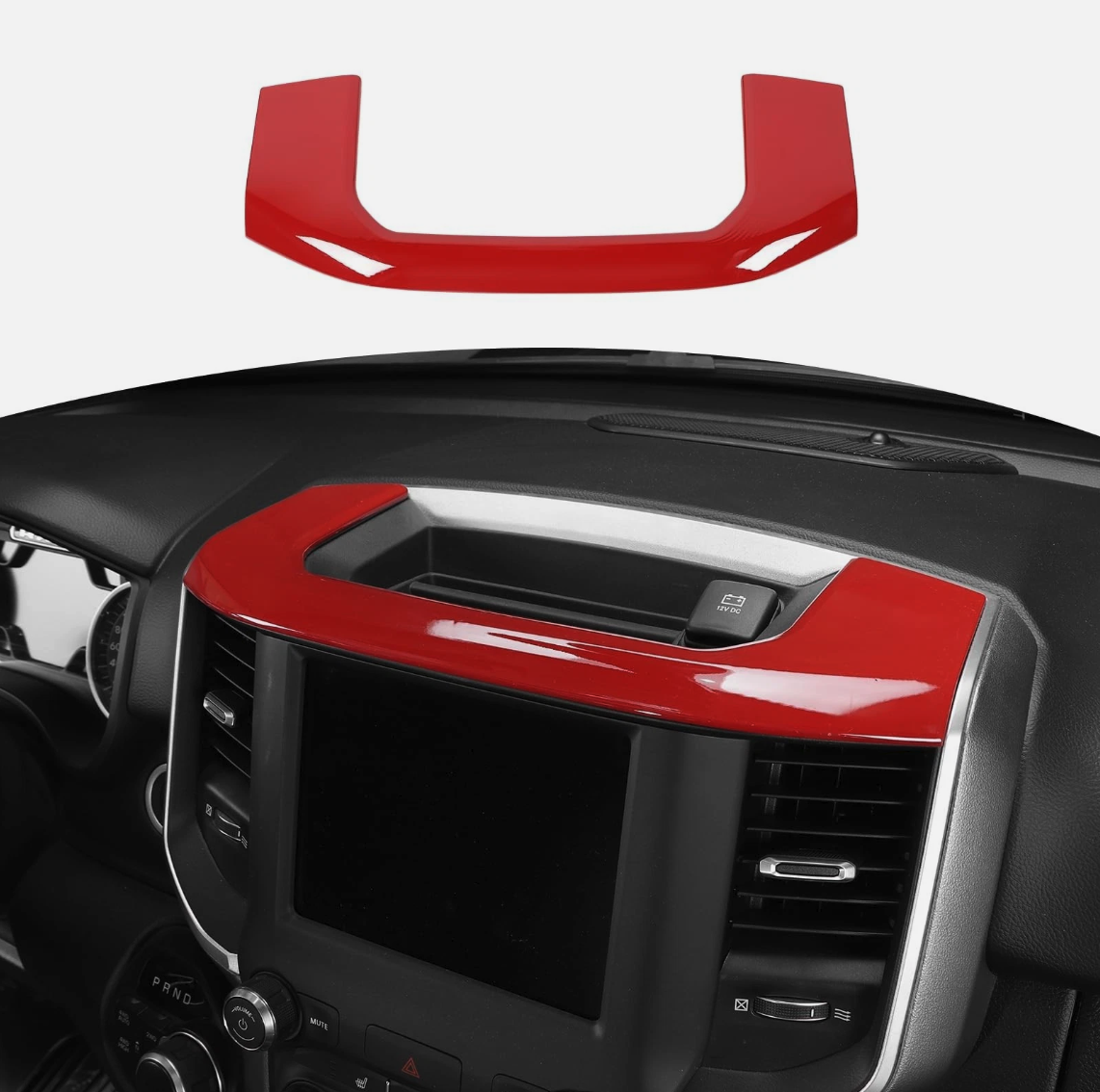Red Dashboard Storage Bin Trim Cover for 2018-2025 RAM 1500 2500 3500 ABS