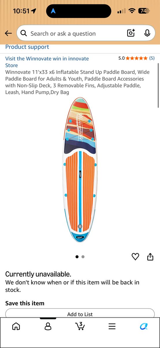 Winnovate 11' Inflatable Stand Up Paddle Board with Accessories
