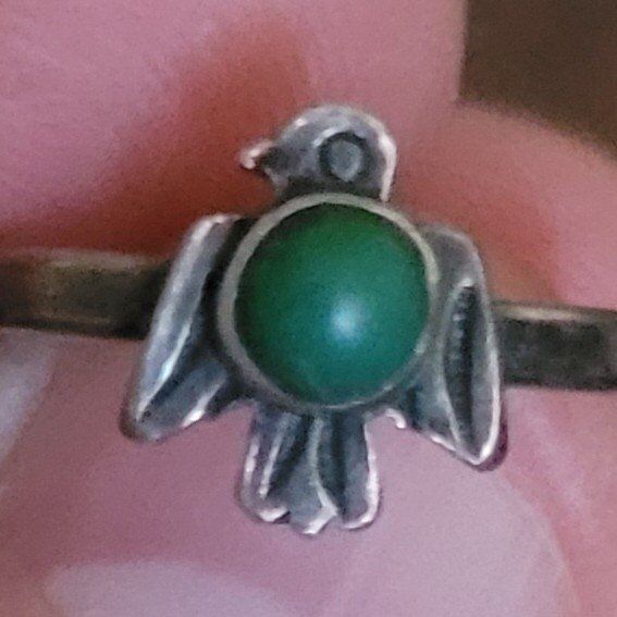 vintage Thunderbird and turquoise baby ring