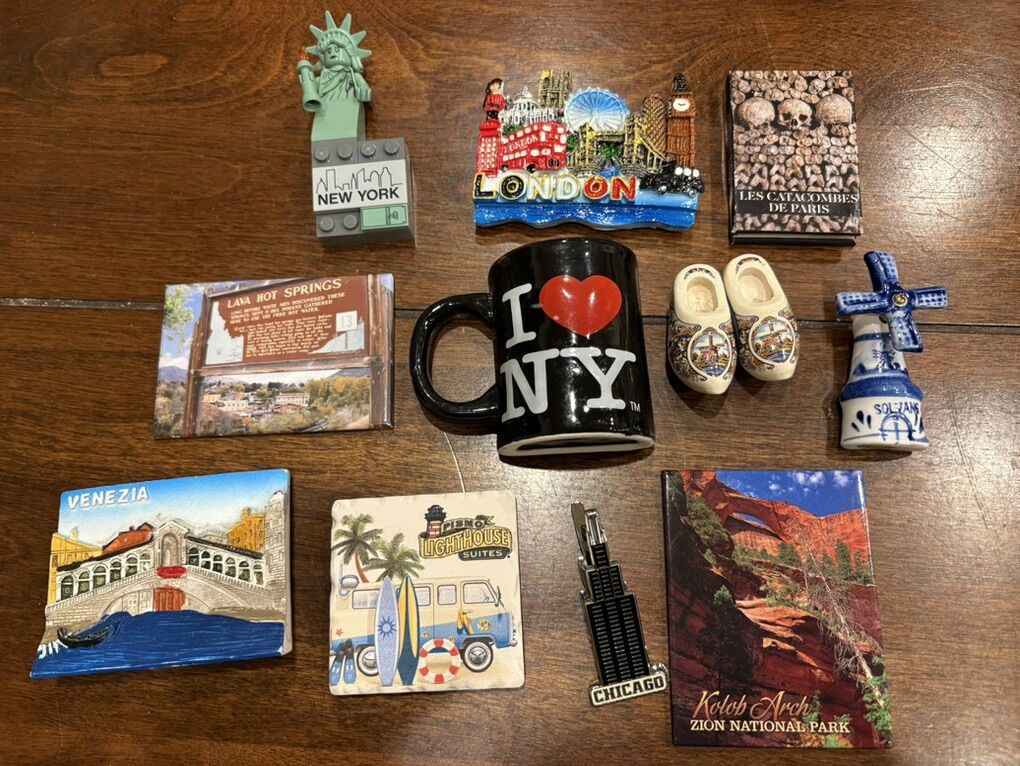 Souvenir Magnets NYC, Paris, Solvang, London More