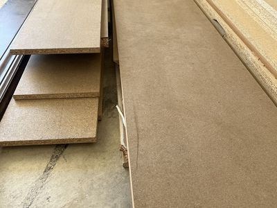 15” x 3/4” and 11 1/4” x 3/4” Bull Nose Particle Board Shelving