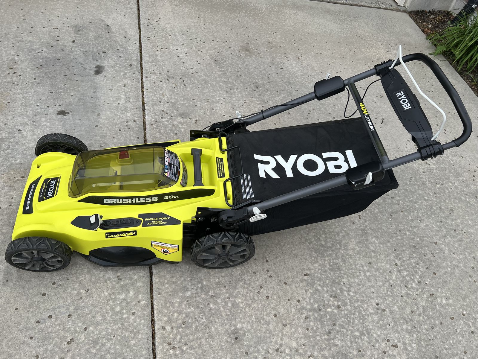 Ryobi 40V Brushless 20" Push Mower + 6Ah HP Battery & Rapid Charger