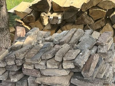 Reclaimed Stone/Rock Facing - Approx. 250 sq ft - Mixed Sizes/Colors, Mortar Attached