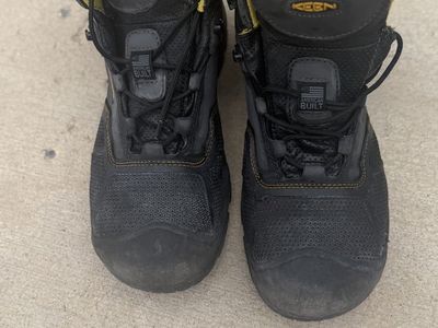 KEEN Utility American Built Men's Work Boots Black/Yellow Size 12 Steel Toe Waterproof Leather