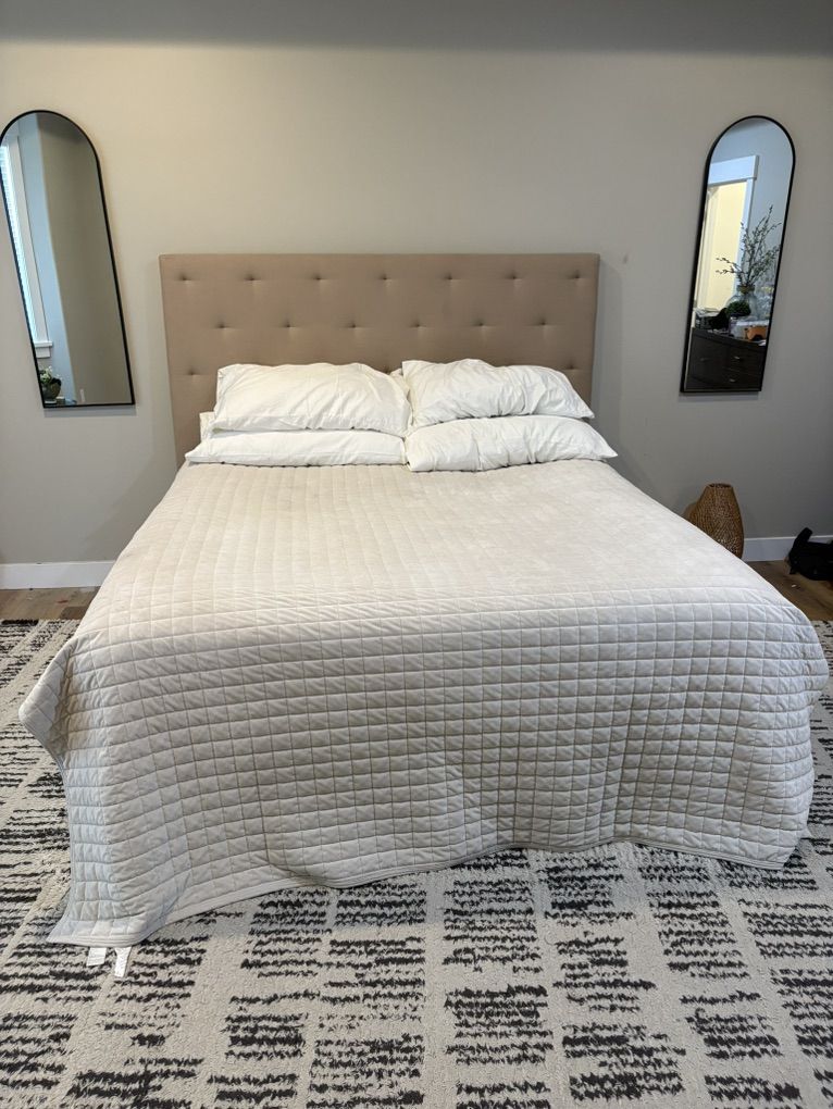 King Size Bed Frame + Upholstered Headboard