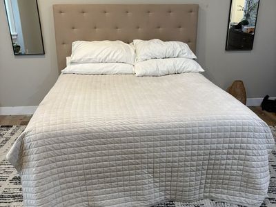 King Size Bed Frame + Upholstered Headboard