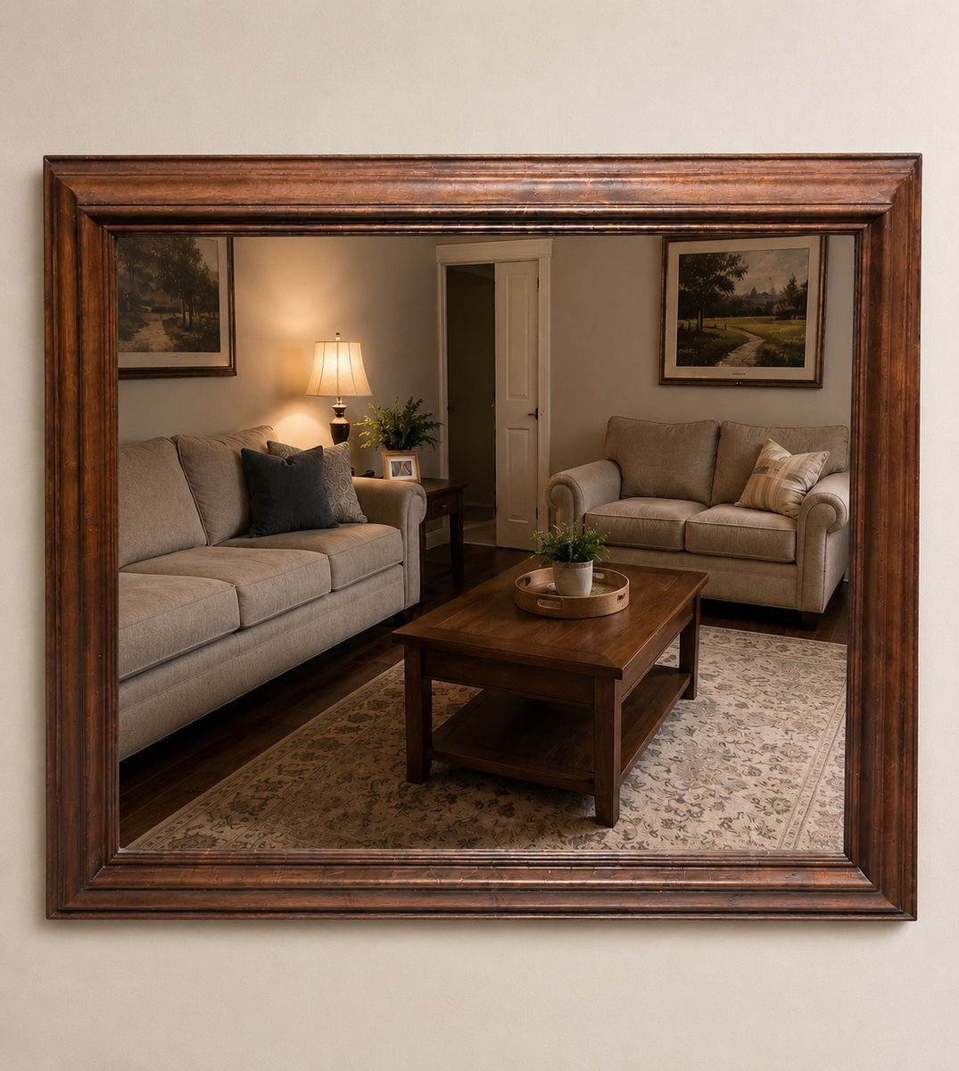 Custom 40x39" Knotty Alder Wood Framed Wall Mirror - Used, Great Condition