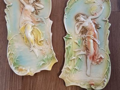 Set of Art Nouveau bas-relief plaques. 1900