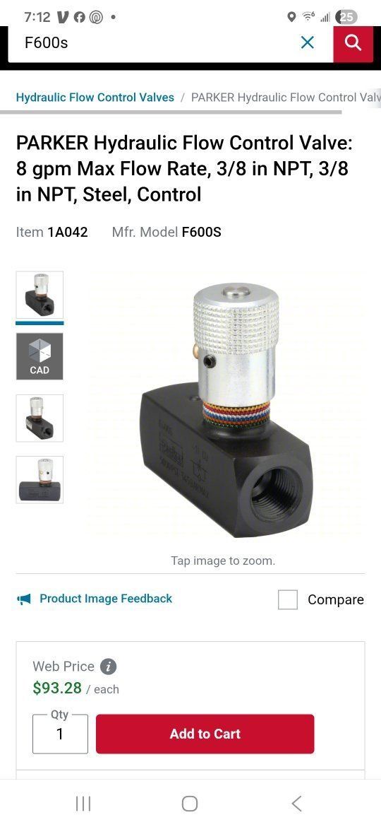 Parker hydraulic flow control valves