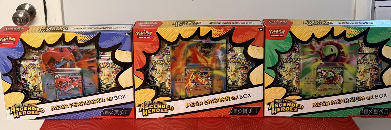 Pokemon TCG Ascended Heroes Mega Evolution EX Box Set (Feraligatr, Emboar, Meganium) 3 Pack Sealed