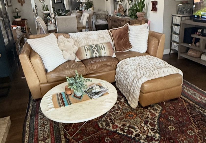 Leather Couch, Chair and Ottoman
