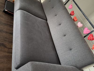 Couch, chair, ottoman, table