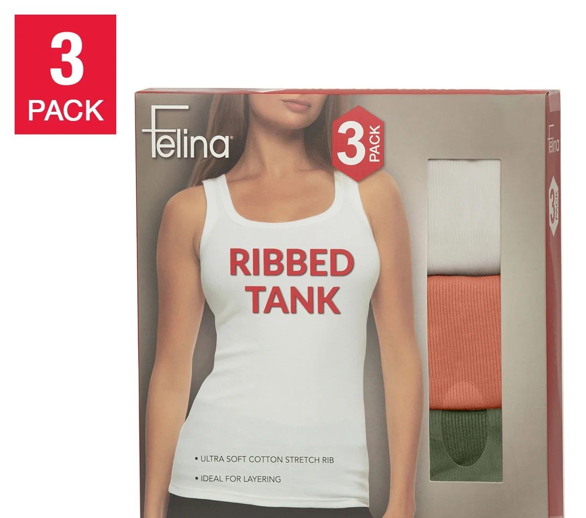 Felina Women's Ribbed 3-pack Tank Tops #102037