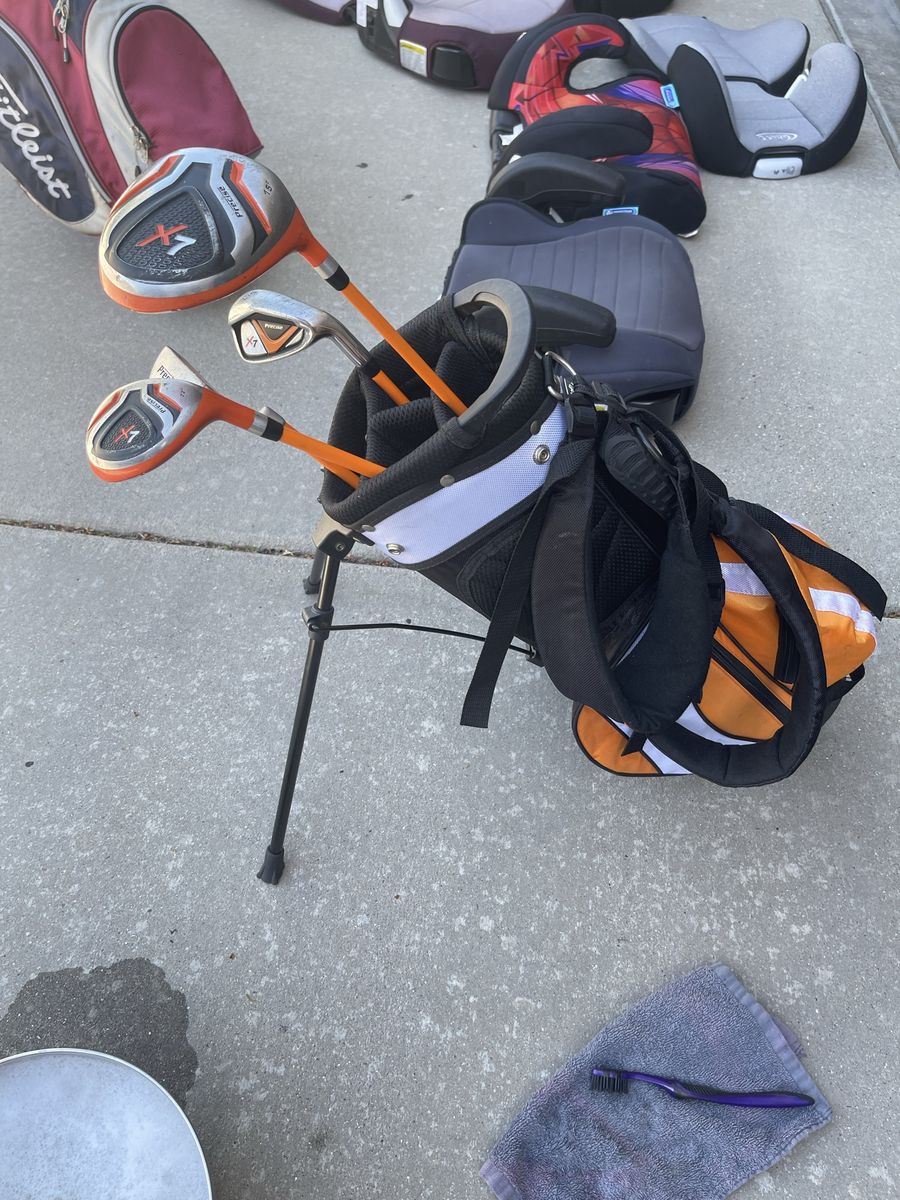 Precise X7 Junior Golf Club Set - Driver, Iron, Putter, Bag - Orange/Black