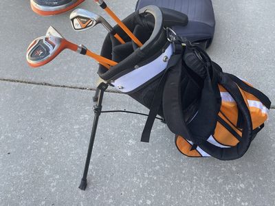 Precise X7 Junior Golf Club Set - Driver, Iron, Putter, Bag - Orange/Black