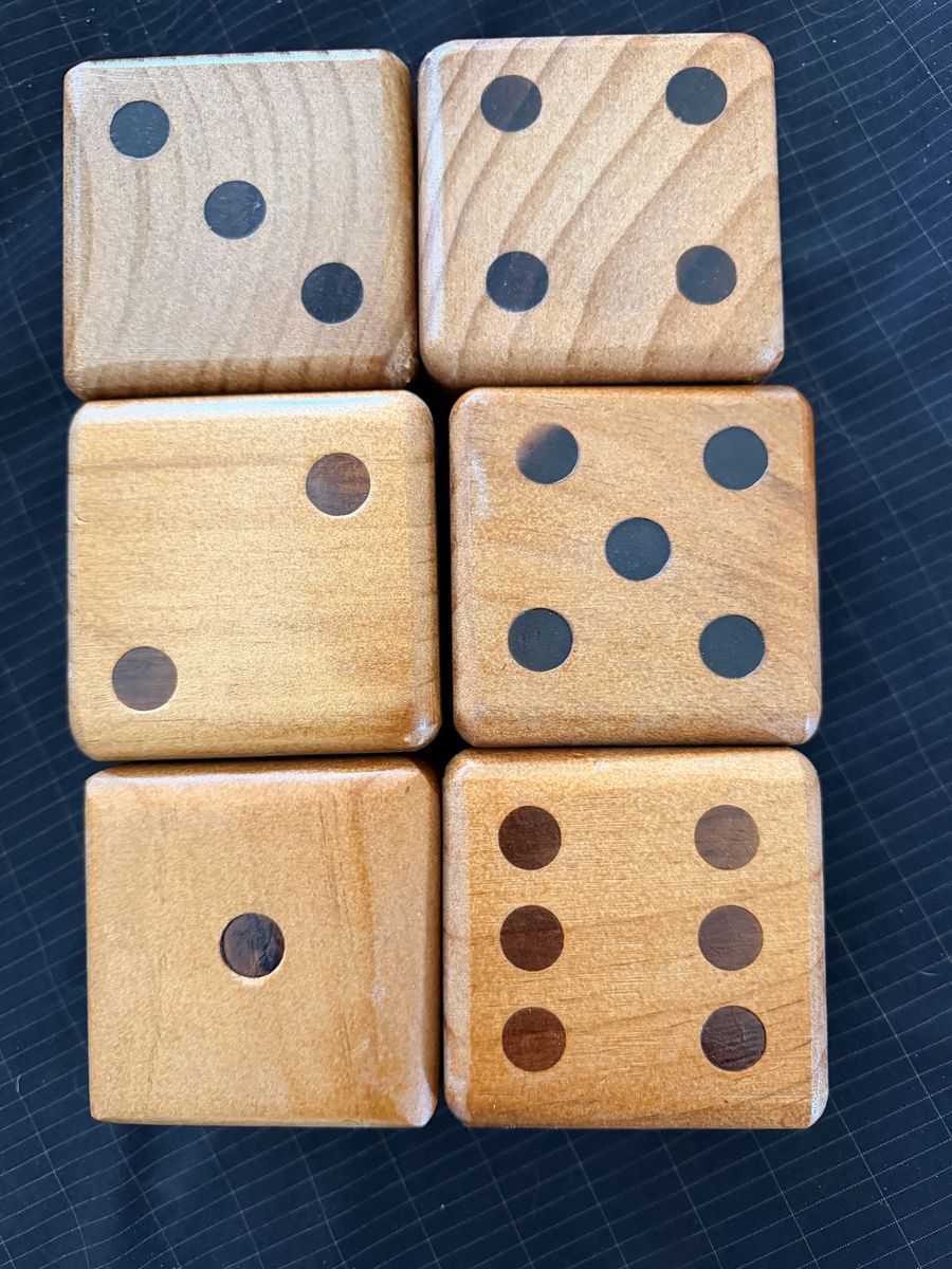 Handmade Large Yahtzee Lawn Dice 4”x4” For Family Games