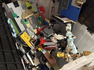 Large Bin of Assorted LEGO Bricks, Plates, and Partial builds/free Builds