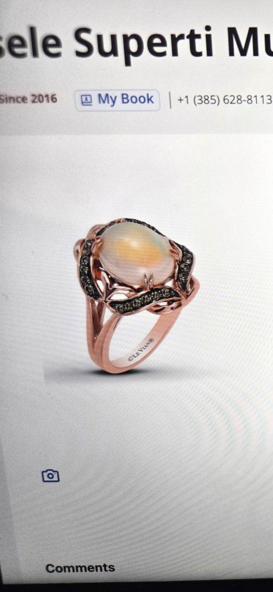 LeVian 14K Rose Gold Opal & Diamond Ring