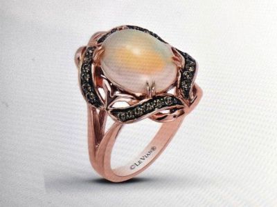 LeVian 14K Rose Gold Opal & Diamond Ring