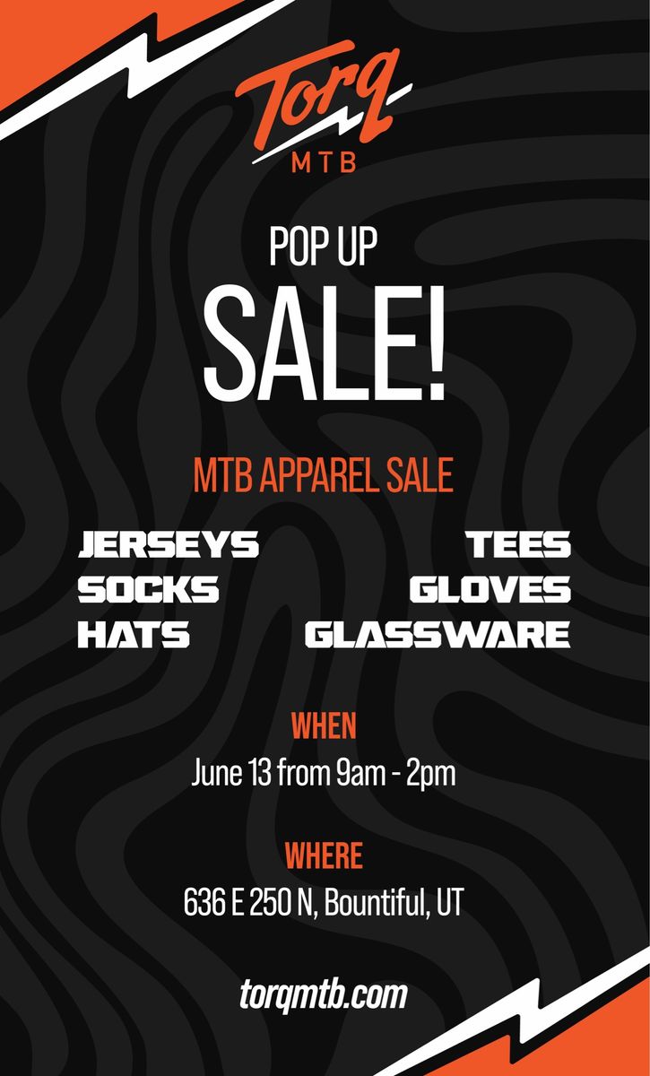 Torq MTB Pop-Up Sale: Jerseys, Tees, Socks, Hats, Gloves, & Glassware - June 13th, Bountiful, UT