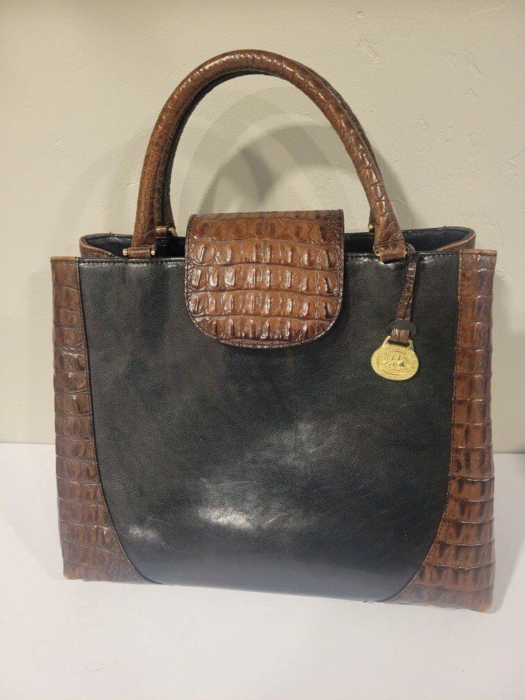Brahmin leather bag purse excellent black brown