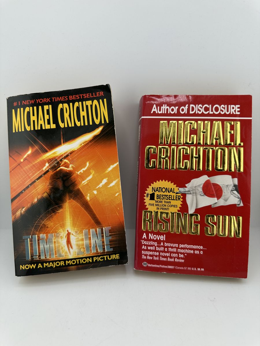 Michael Crichton Timeline & Rising Sun 2 Book Lot PB Thriller Bestseller