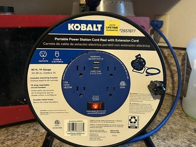 Kobalt Portable Power Station Reel 80ft Extension Cord with two USB outlets NEED GONE ASAP