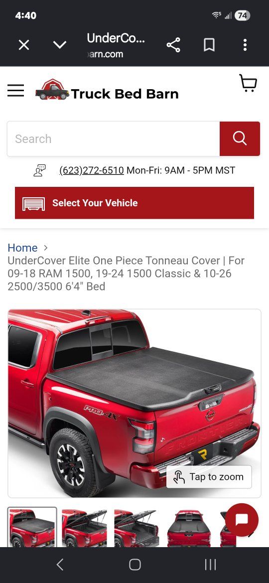 UnderCover Elite One Piece Tonneau Cover for 2009-2018 RAM 1500, 2019-2024 Classic, & 2010-2026 2500/3500 6'4" Bed