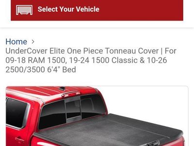 UnderCover Elite One Piece Tonneau Cover for 2009-2018 RAM 1500, 2019-2024 Classic, & 2010-2026 2500/3500 6'4" Bed