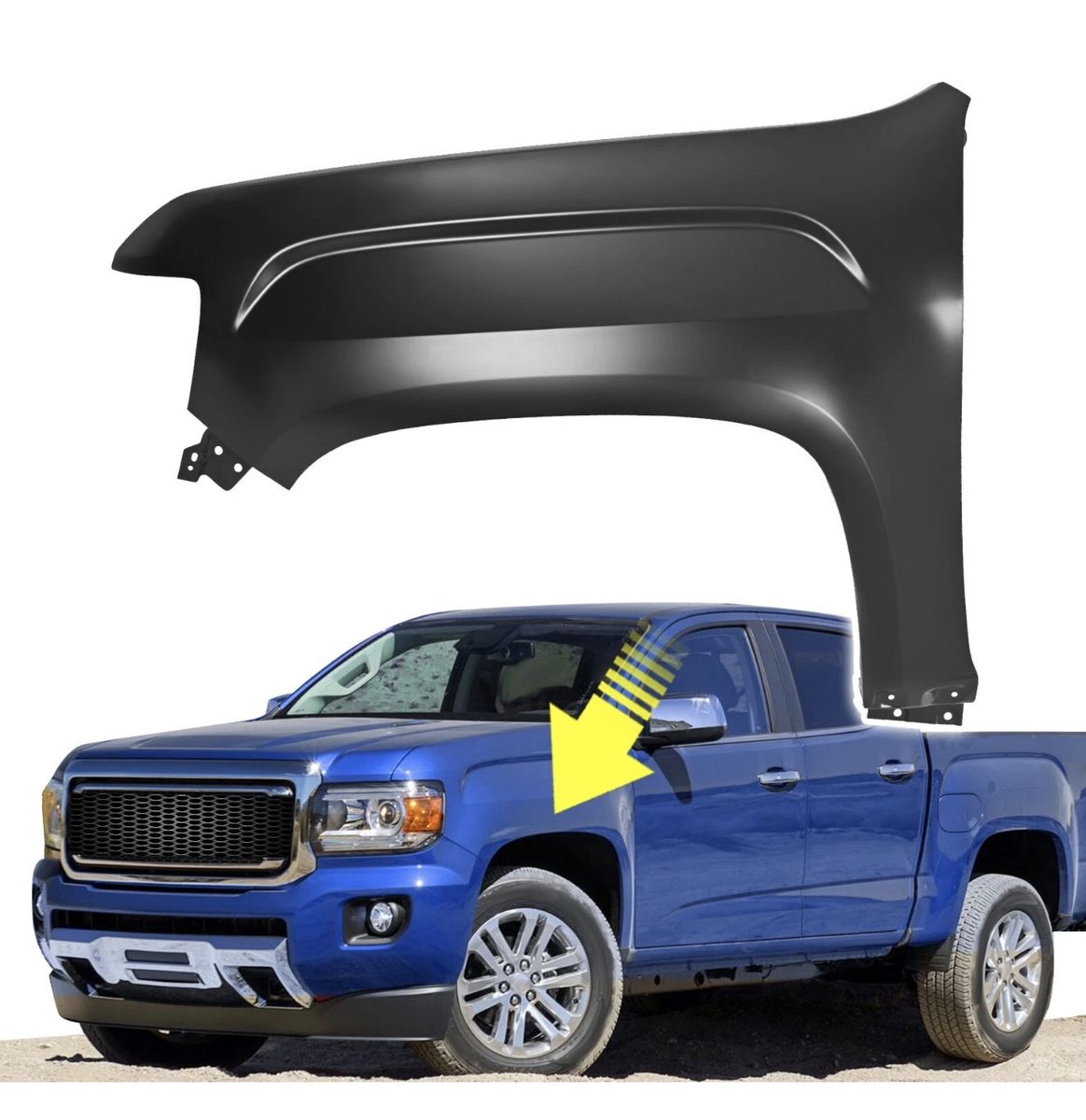 New Left Hand Driver Side Fender for GMC Canyon (2015-2022) - Primered Steel