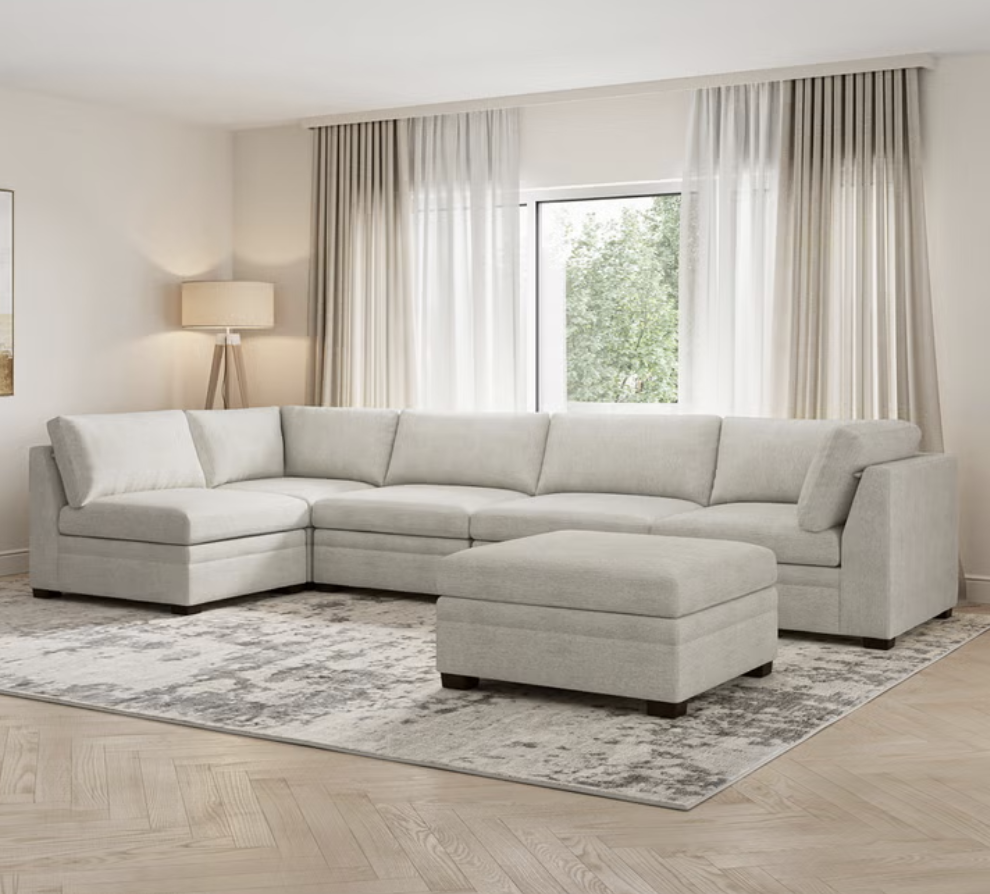BACK TO SCHOOL PRICE DROP – THOMASVILLE TISDALE TAUPE 6-PIECE MODULAR SECTIONAL