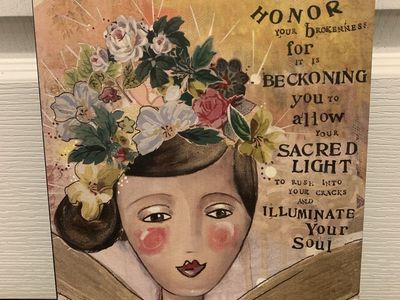 Mixed Media Canvas Wall Art - Honor Your Brokenness Sacred Light Inspirational Decor