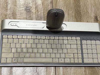 Kensington Wireless Keyboard and Mouse Set - Gray/Beige, Full-size, USB Receiver
