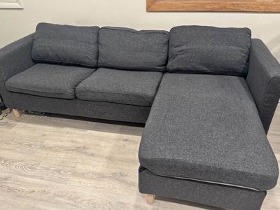 Like New Grey Reversible Chaise Couch-Will Deliver