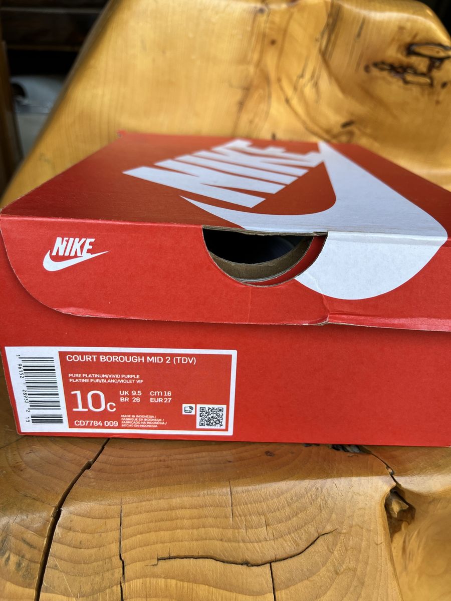 Nike Court Borough Mid 2 (TDV) Toddler Shoes - White/Purple - Size 10C