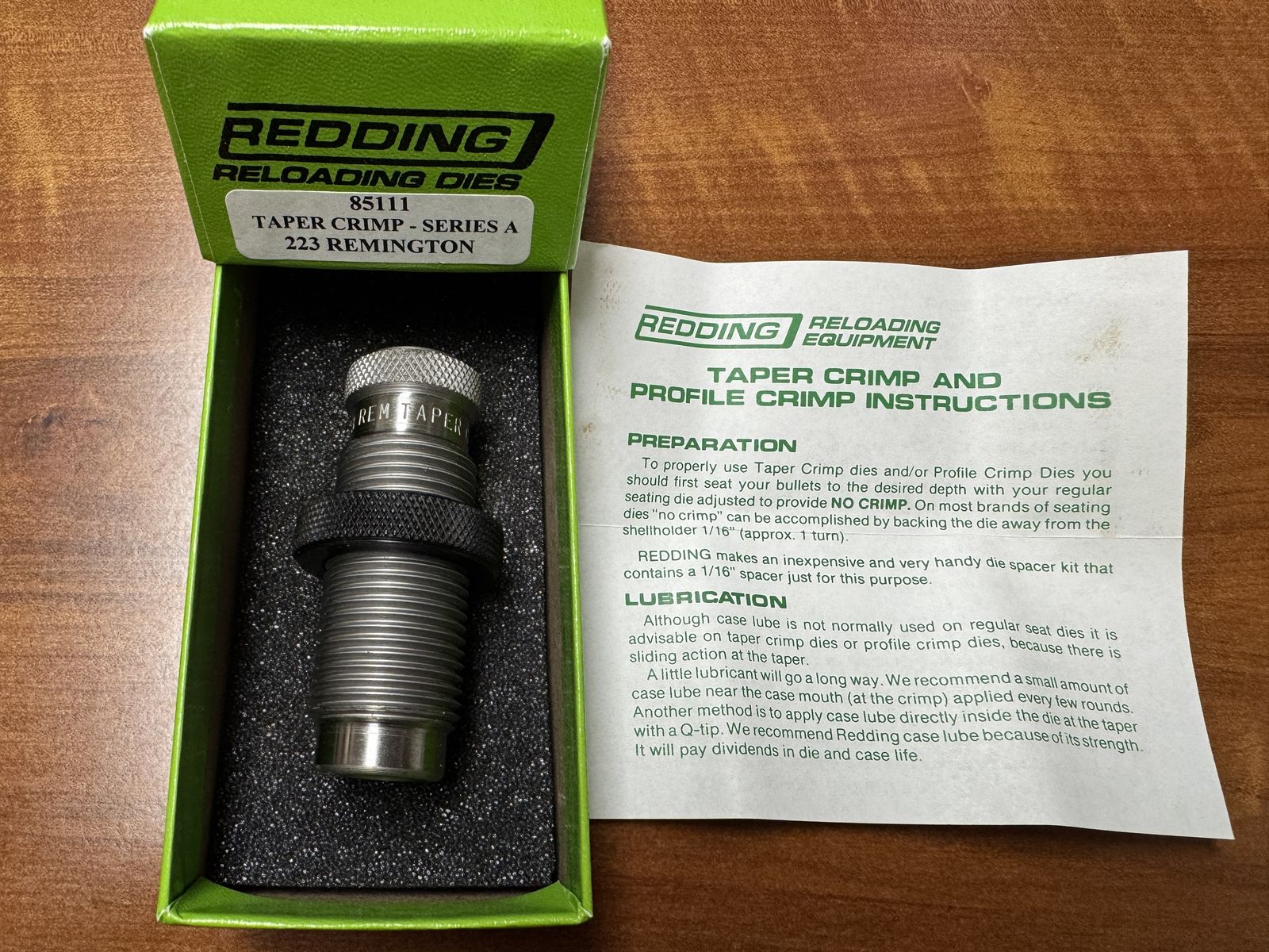 REDDING 85111 TAPER CRIMP DIE 85111 223 REM