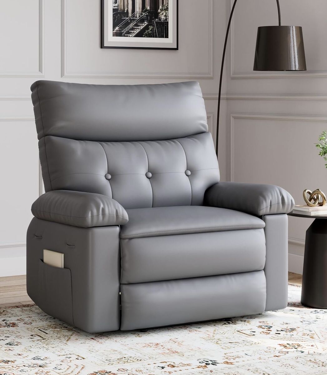 GarveeHome Oversized Rocker Recliner Chair with Massage PU Leather Large