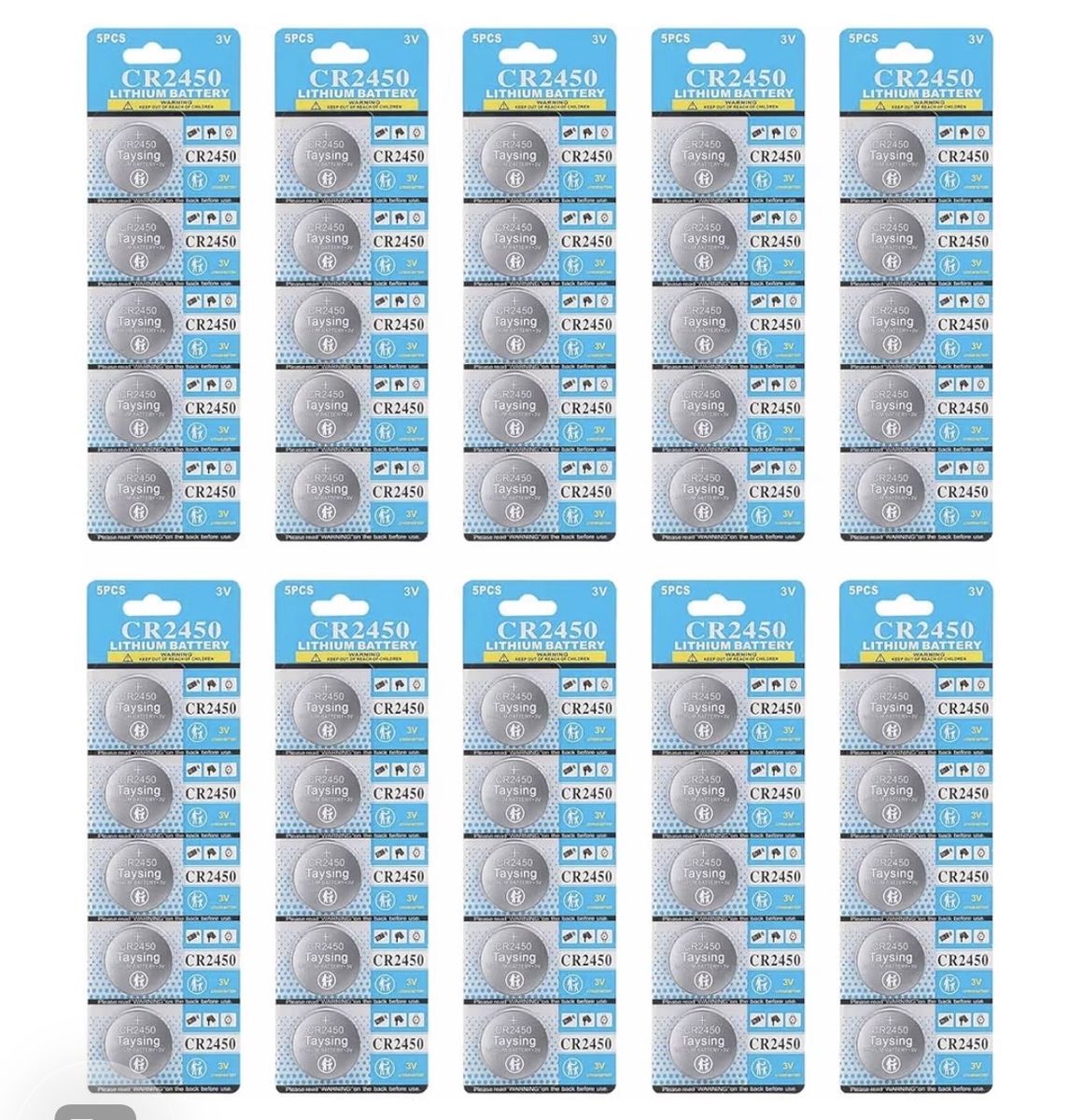 50 Pack 3V High Capacity Lithium Button Coin Cell Batteries CR2450 ECR2450