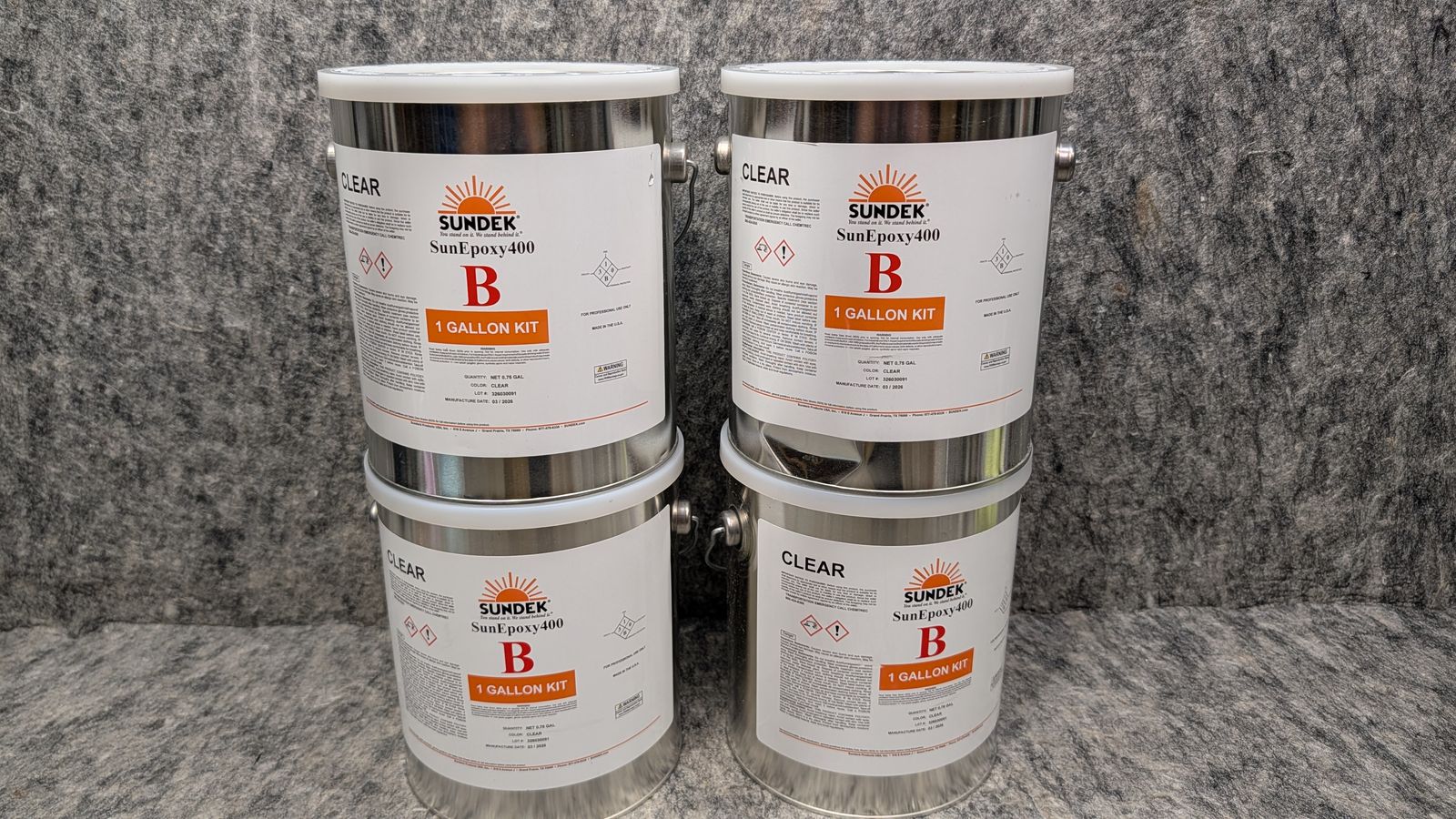4 x SunDeck SunEpoxy400 B Clear - 1 Gallon Kit